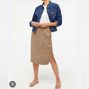 J Crew Factory Pull-on Midi Skirt in Leopard Print